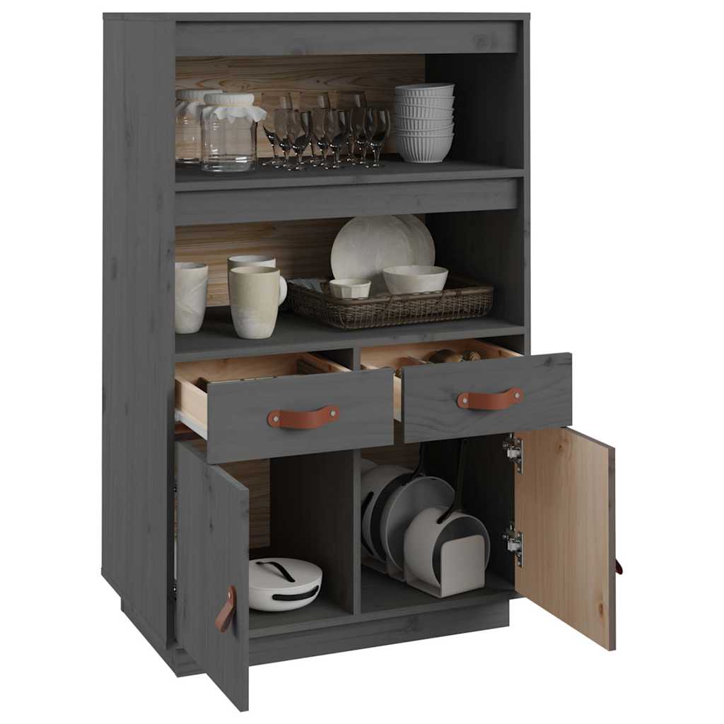 vidaXL Szafka, szara, 67x40x108,5 cm, lite drewno sosnowe