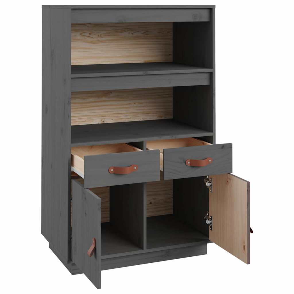 vidaXL Szafka, szara, 67x40x108,5 cm, lite drewno sosnowe