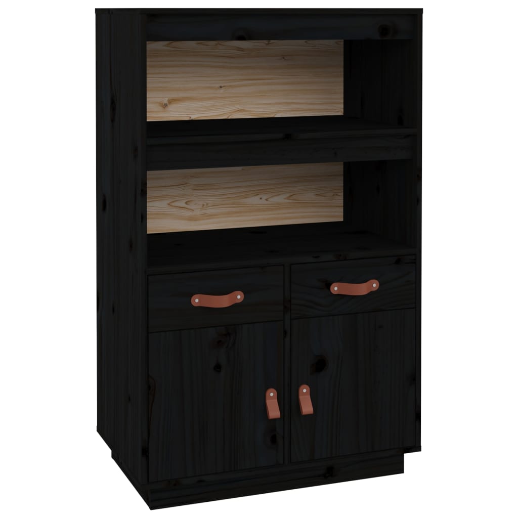 vidaXL Kredens, czarny, 67x40x108,5 cm, lite drewno sosnowe