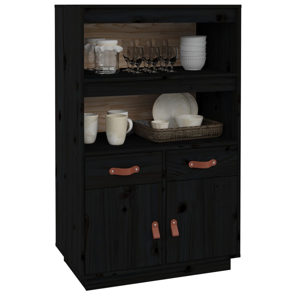 vidaXL Kredens, czarny, 67x40x108,5 cm, lite drewno sosnowe