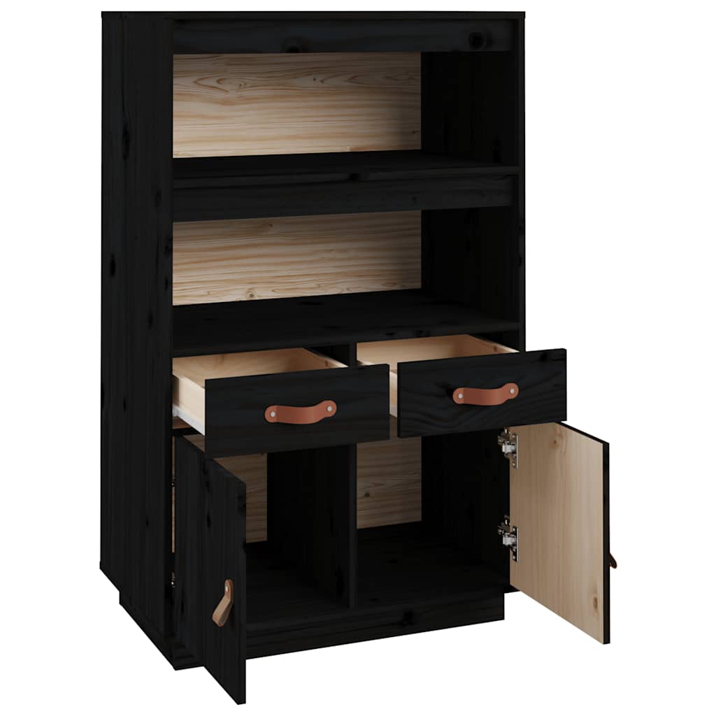 vidaXL Kredens, czarny, 67x40x108,5 cm, lite drewno sosnowe