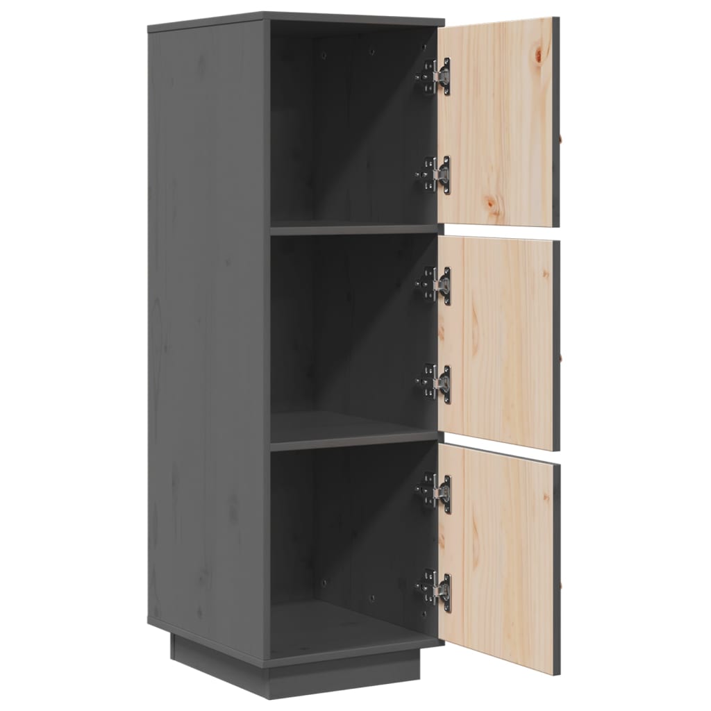 vidaXL Szafka, szara, 34x40x108,5 cm, lite drewno sosnowe