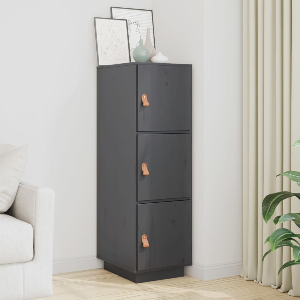 vidaXL Szafka, szara, 34x40x108,5 cm, lite drewno sosnowe