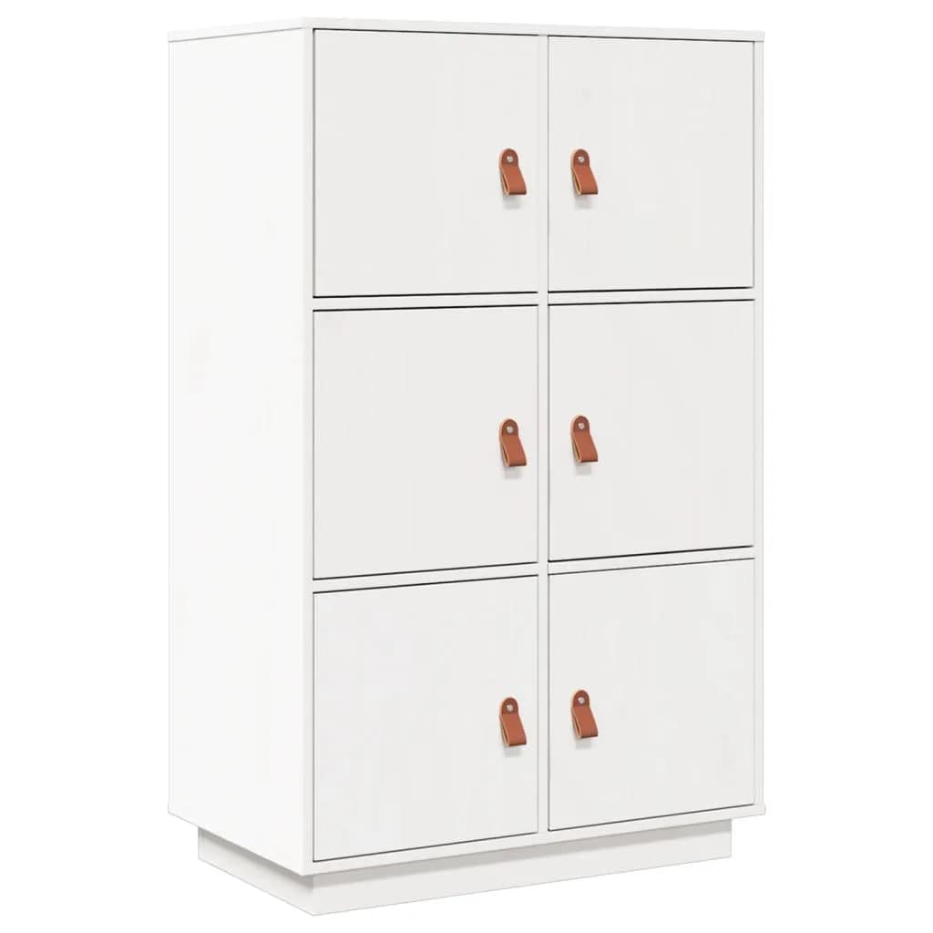 vidaXL Szafka, biała, 67x40x108,5 cm, lite drewno sosnowe