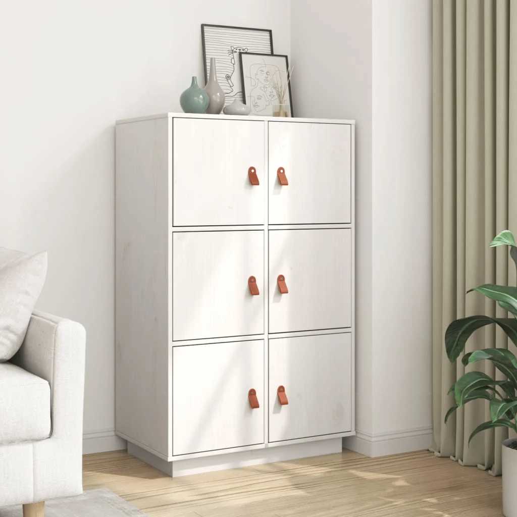 vidaXL Szafka, biała, 67x40x108,5 cm, lite drewno sosnowe