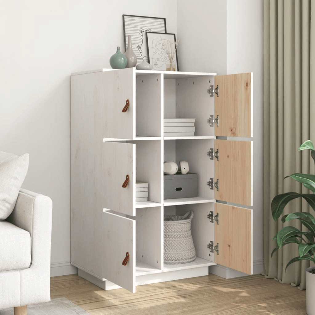 vidaXL Szafka, biała, 67x40x108,5 cm, lite drewno sosnowe