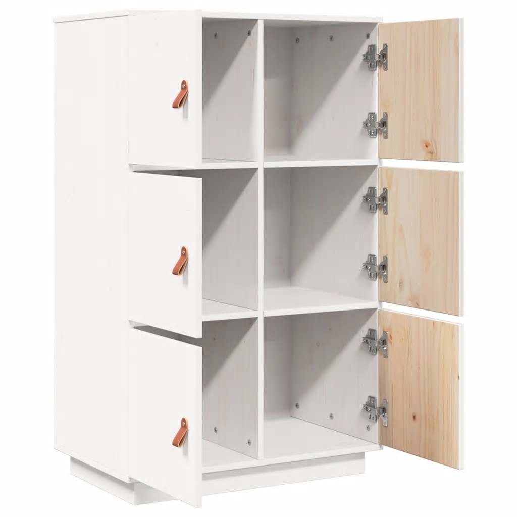 vidaXL Szafka, biała, 67x40x108,5 cm, lite drewno sosnowe