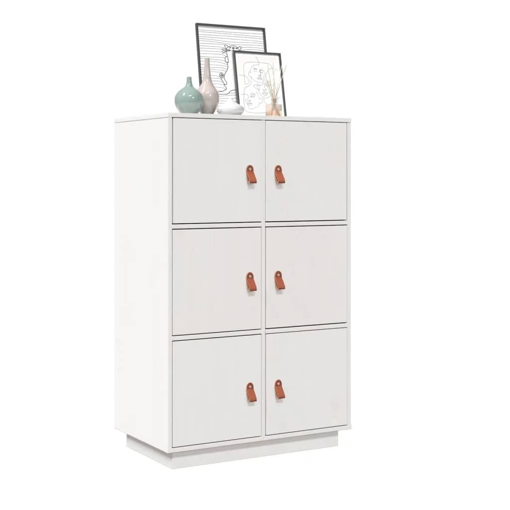 vidaXL Szafka, biała, 67x40x108,5 cm, lite drewno sosnowe
