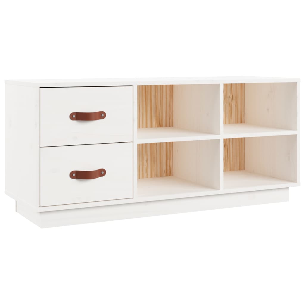 vidaXL Szafka na buty, biała, 100x34x45 cm, lite drewno sosnowe