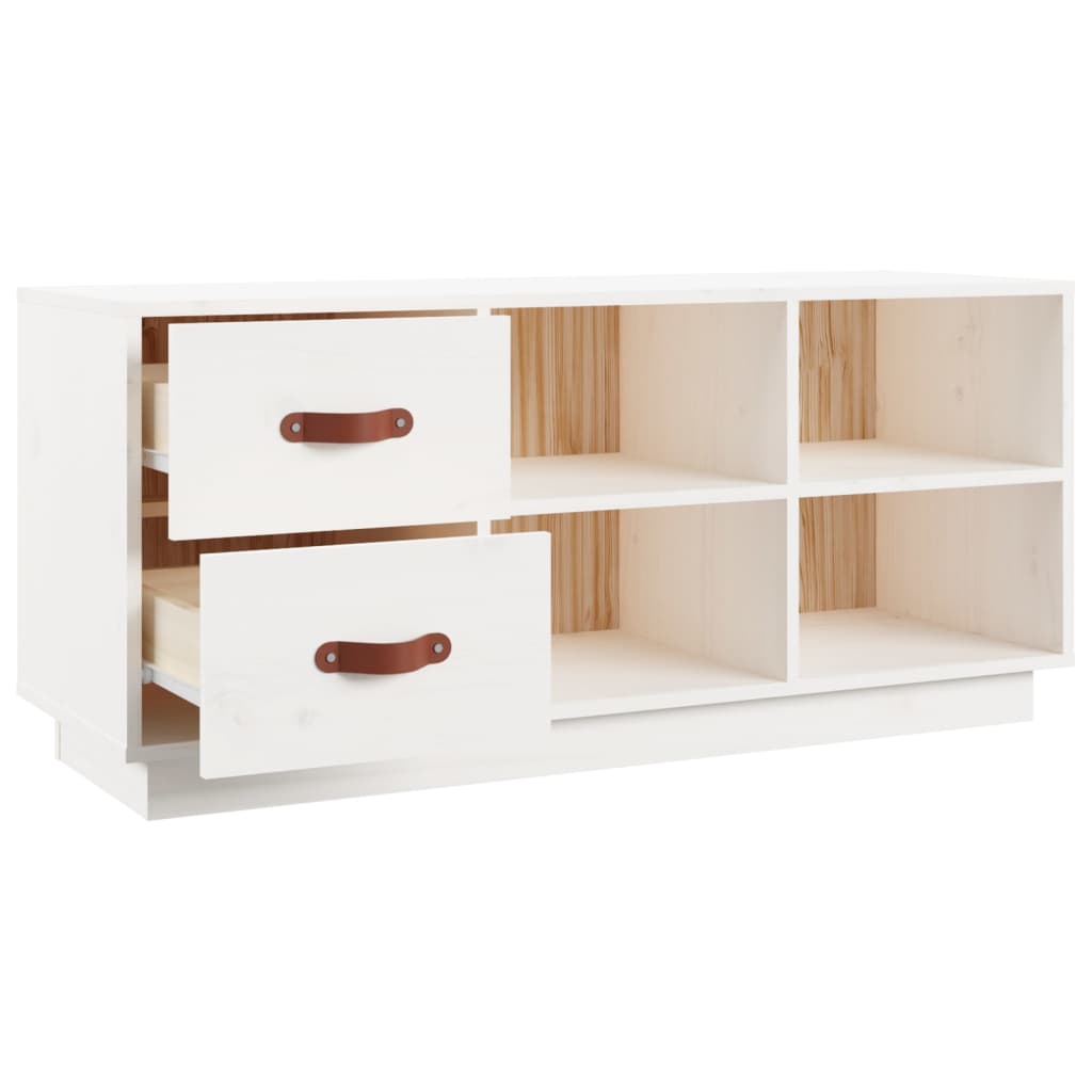 vidaXL Szafka na buty, biała, 100x34x45 cm, lite drewno sosnowe