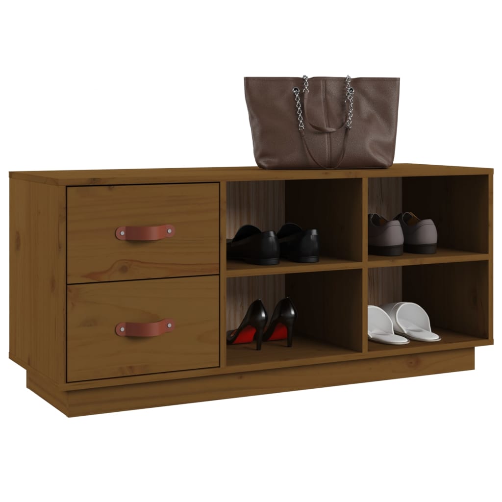 vidaXL Szafka na buty, miodowy brąz, 100x34x45 cm, lite drewno sosnowe