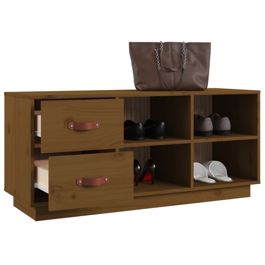 vidaXL Szafka na buty, miodowy brąz, 100x34x45 cm, lite drewno sosnowe