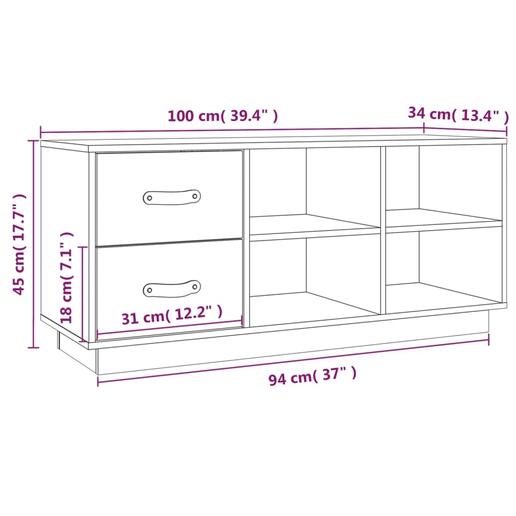 vidaXL Szafka na buty, miodowy brąz, 100x34x45 cm, lite drewno sosnowe