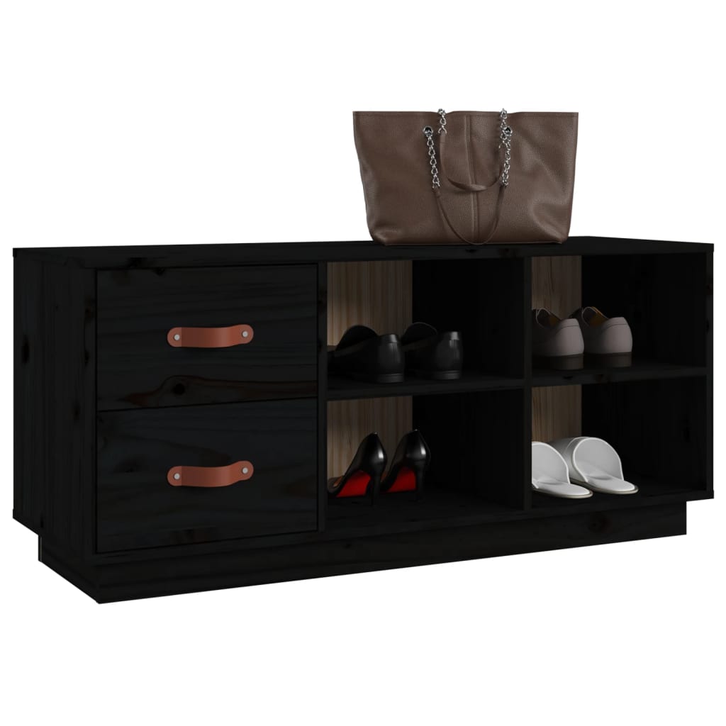 vidaXL Szafka na buty, czarna, 100x34x45 cm, lite drewno sosnowe