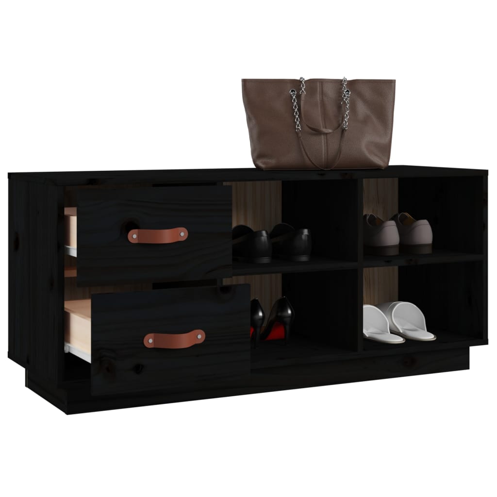 vidaXL Szafka na buty, czarna, 100x34x45 cm, lite drewno sosnowe