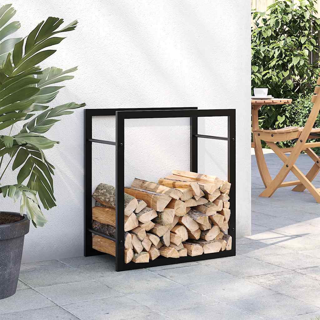 vidaXL Stojak na drewno, matowy czarny, 50x28x56 cm, stalowy