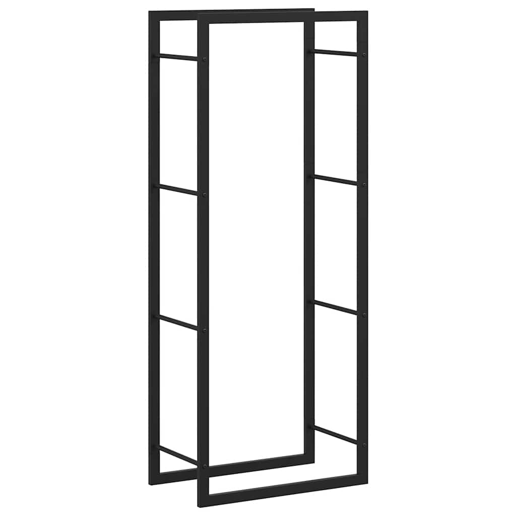 vidaXL Stojak na drewno, matowy czarny, 50x28x132 cm, stalowy