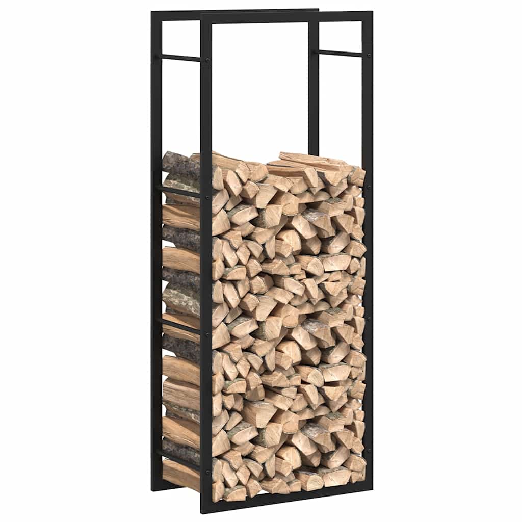 vidaXL Stojak na drewno, matowy czarny, 50x28x132 cm, stalowy