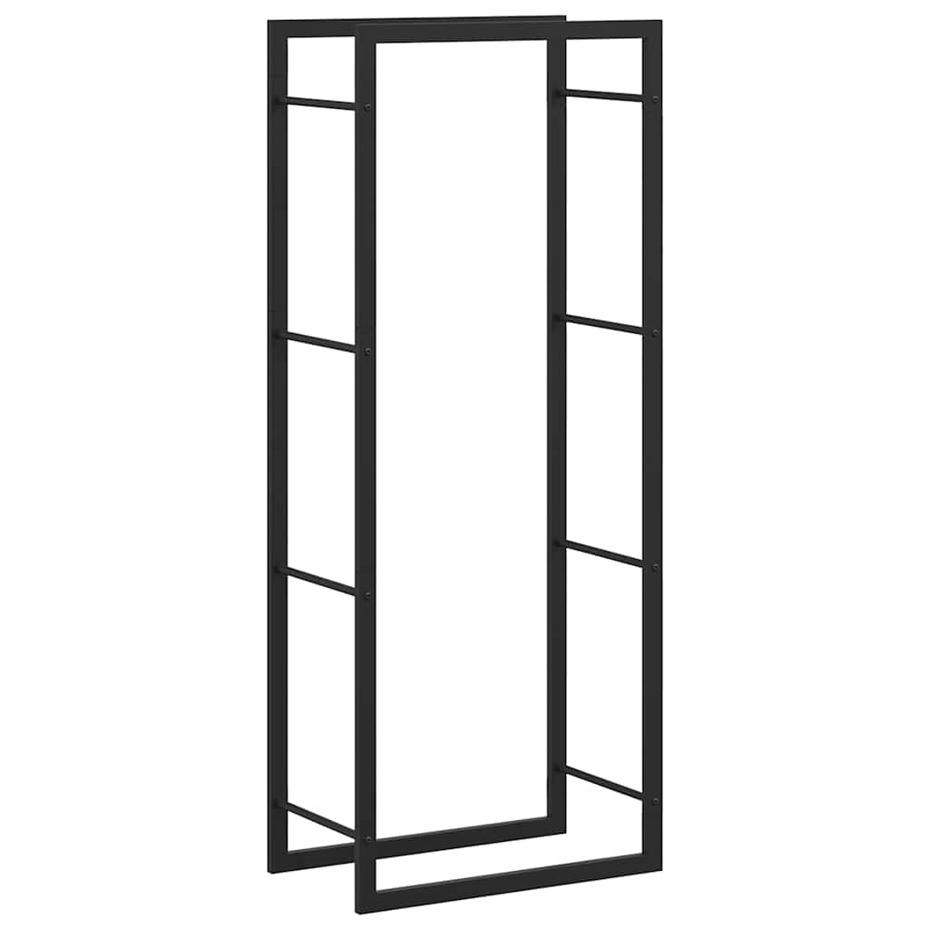 vidaXL Stojak na drewno, matowy czarny, 50x28x132 cm, stalowy