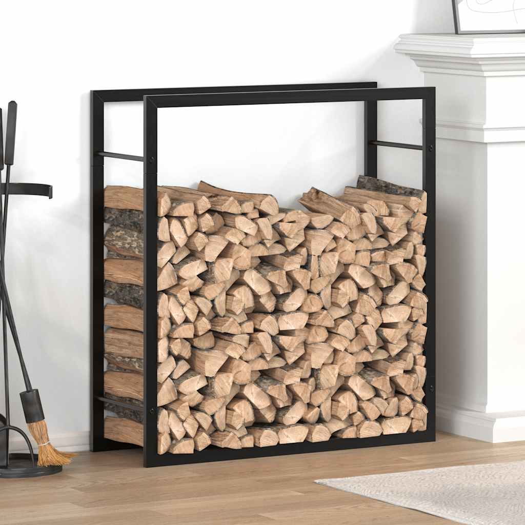 vidaXL Stojak na drewno, matowy czarny, 80x28x86 cm, stalowy