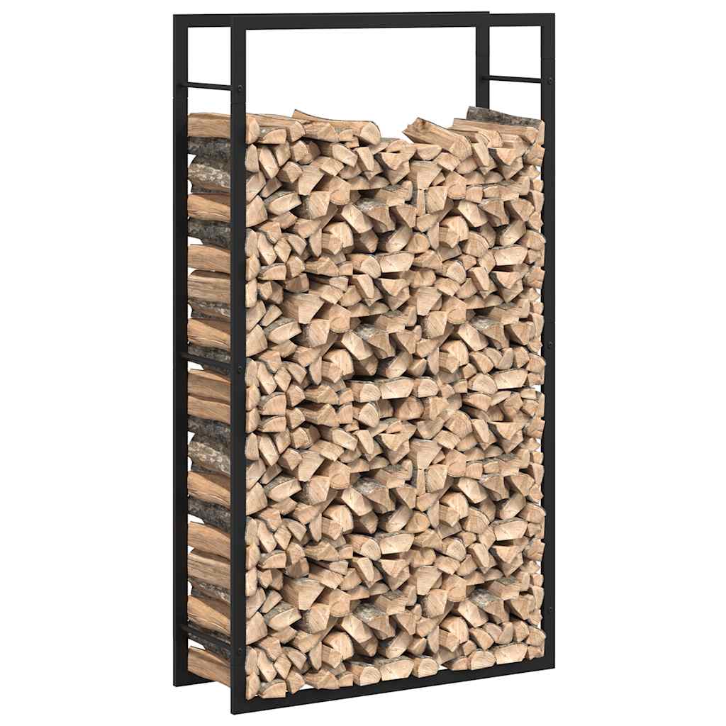 vidaXL Stojak na drewno opałowe matowy czarny 80x28x154 cm stalowy