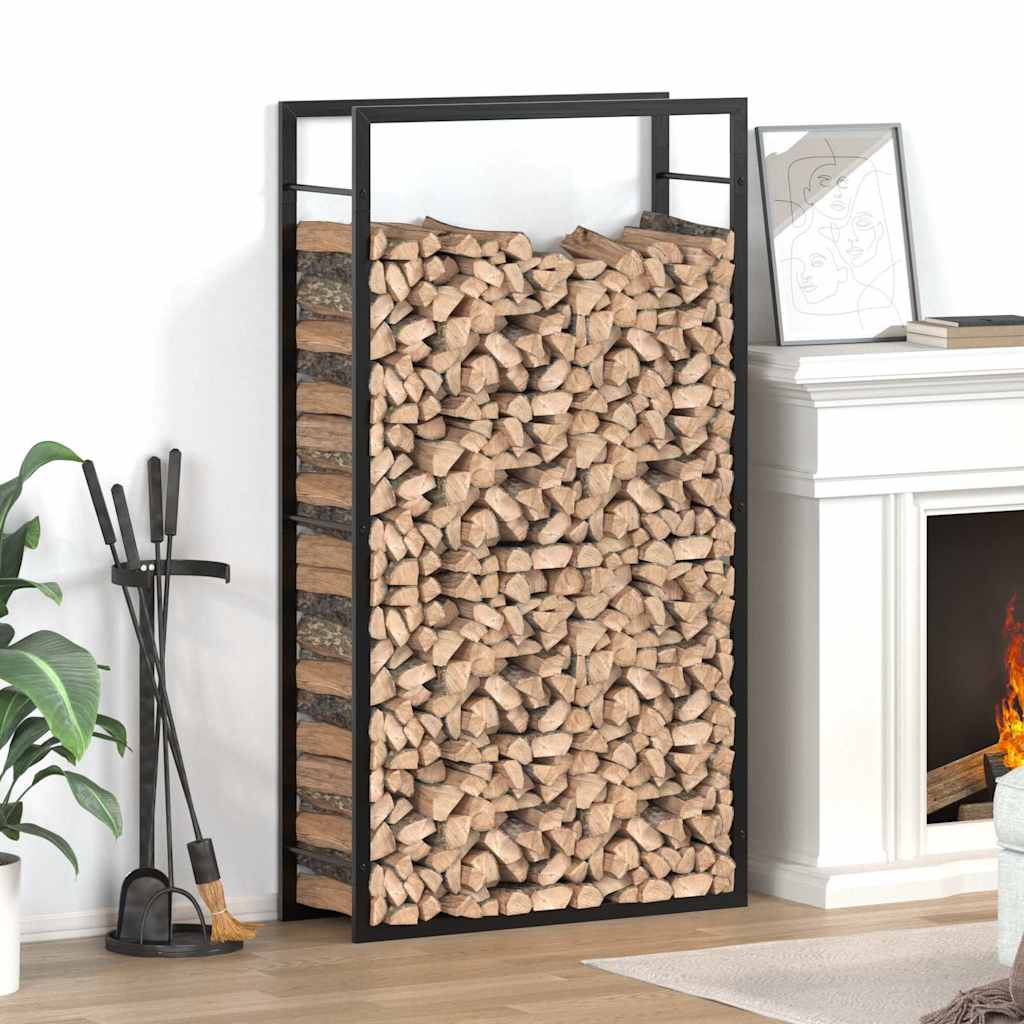 vidaXL Stojak na drewno opałowe matowy czarny 80x28x154 cm stalowy