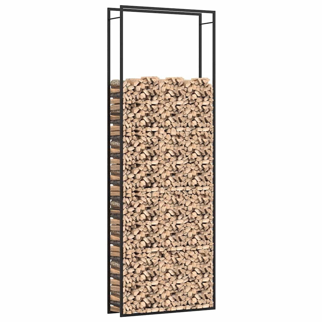 vidaXL Stojak na drewno, matowy czarny, 110x28x312 cm, stalowy