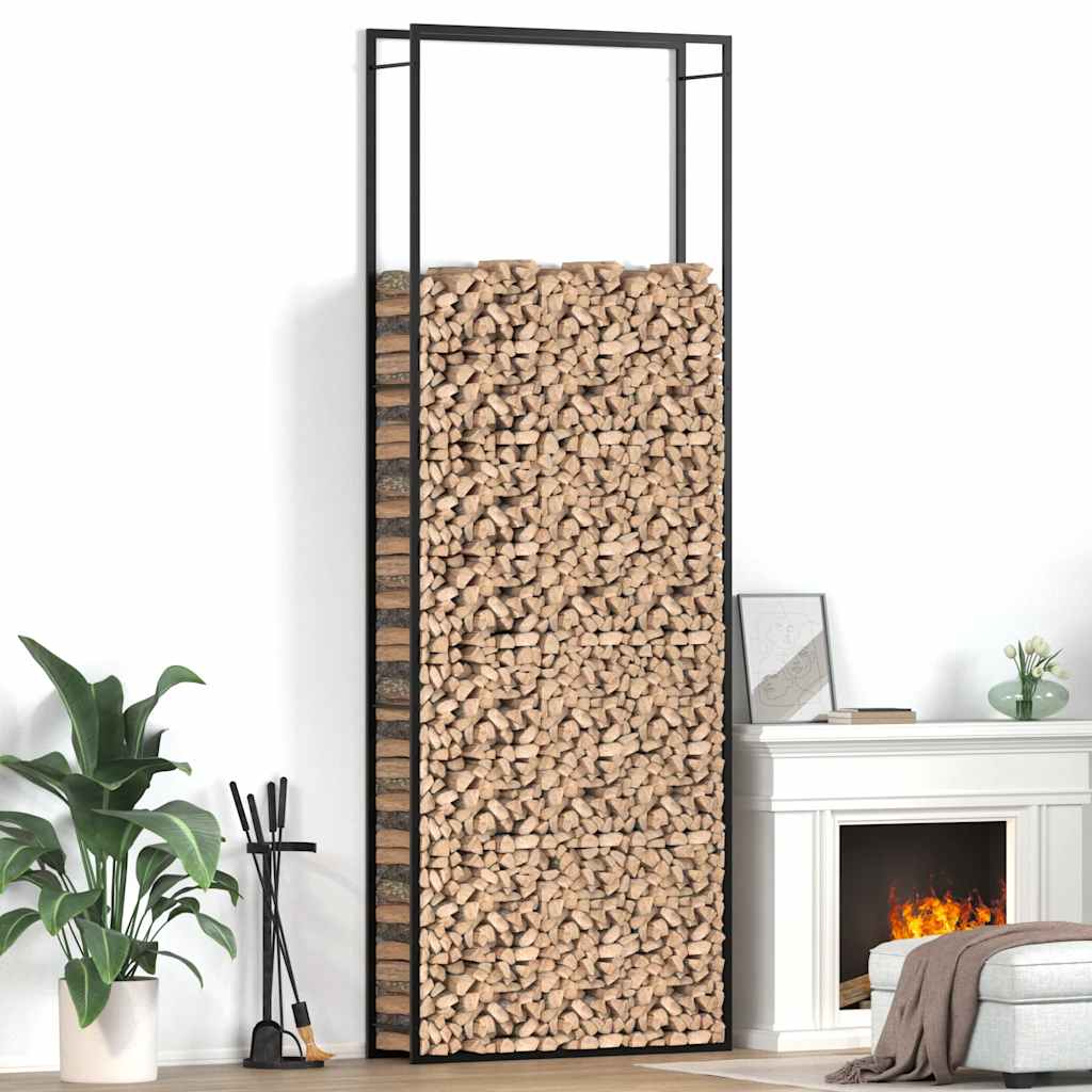 vidaXL Stojak na drewno, matowy czarny, 110x28x312 cm, stalowy