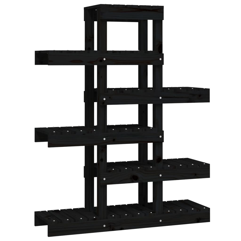 vidaXL Kwietnik, czarny, 85x25x109,5 cm, lite drewno sosnowe