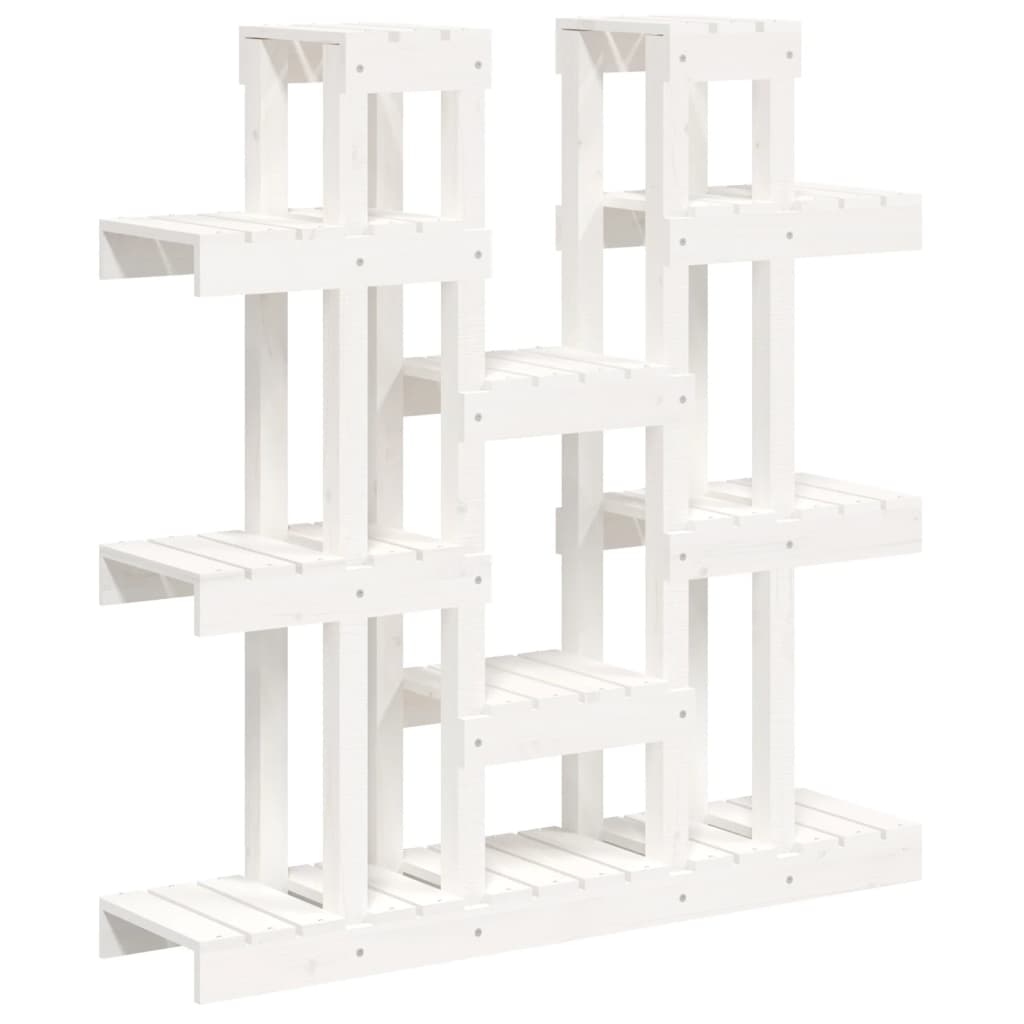 vidaXL Kwietnik, biały, 104,5x25x109,5 cm, lite drewno sosnowe