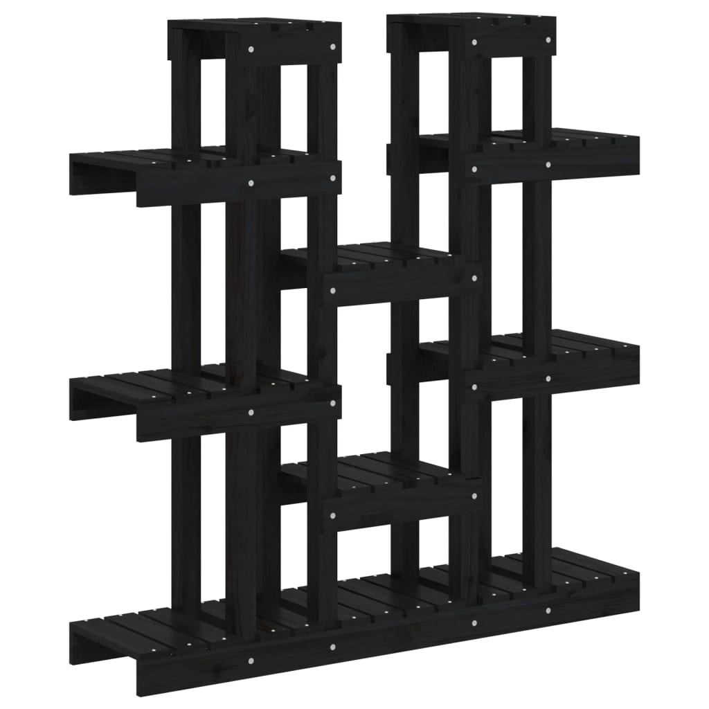 vidaXL Kwietnik, czarny, 104,5x25x109,5 cm, lite drewno sosnowe