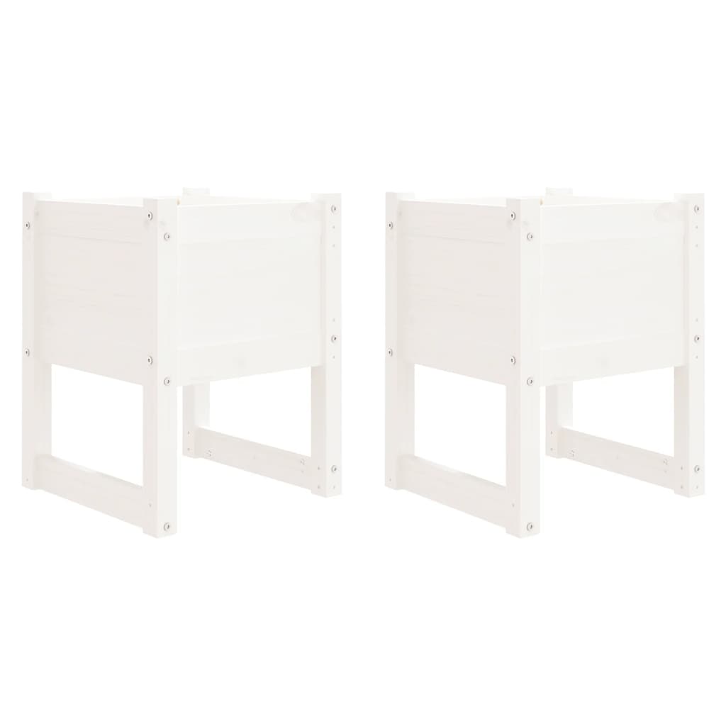 vidaXL Donice, 2 szt., białe, 40x40x52,5 cm, lite drewno sosnowe