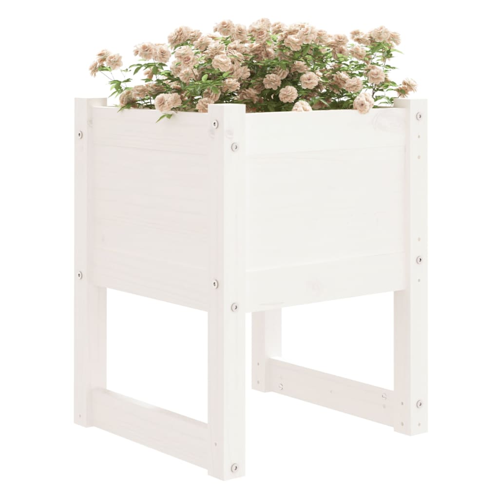 vidaXL Donice, 2 szt., białe, 40x40x52,5 cm, lite drewno sosnowe