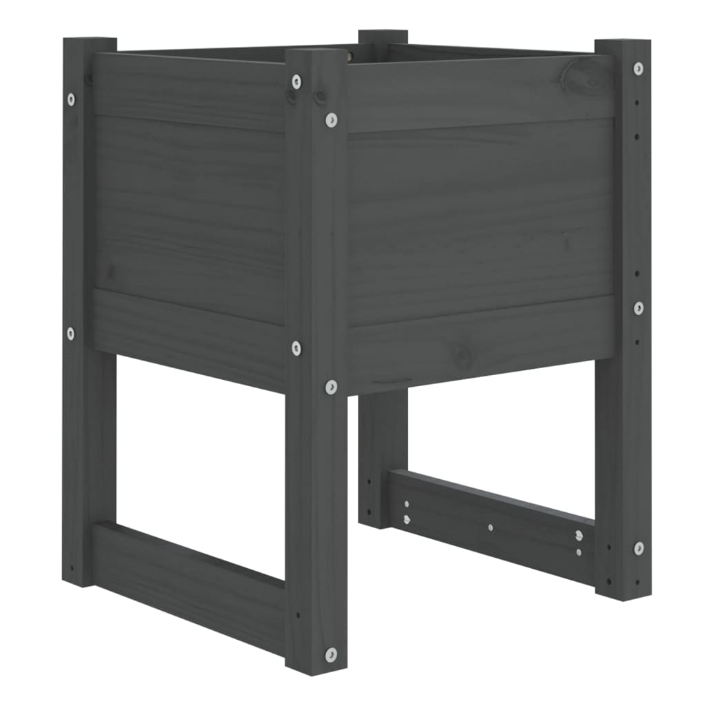 vidaXL Donice, 2 szt., szare, 40x40x52,5 cm, lite drewno sosnowe