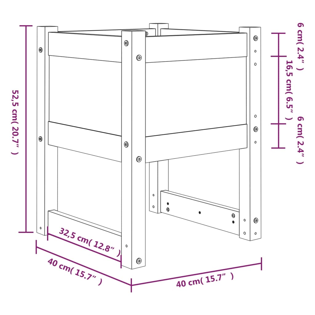vidaXL Donice, 2 szt., szare, 40x40x52,5 cm, lite drewno sosnowe