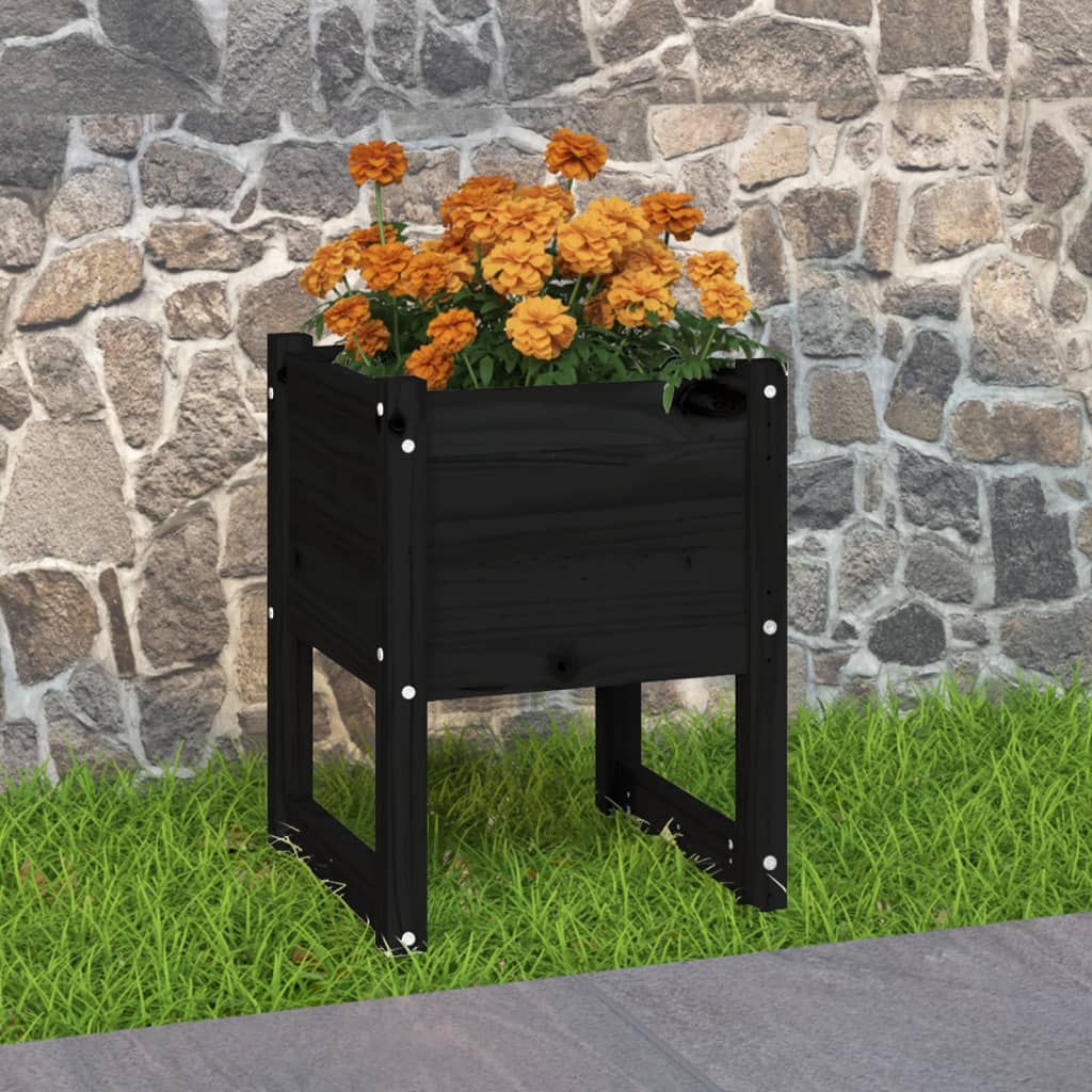 vidaXL Donica, czarny, 40x40x52,5 cm, lite drewno sosnowe