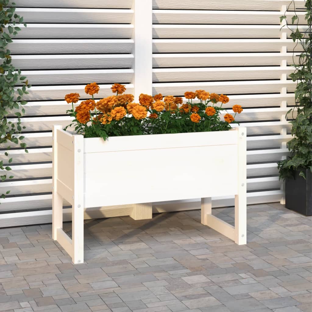 vidaXL Donica, biała, 78x40x52 cm, lite drewno sosnowe
