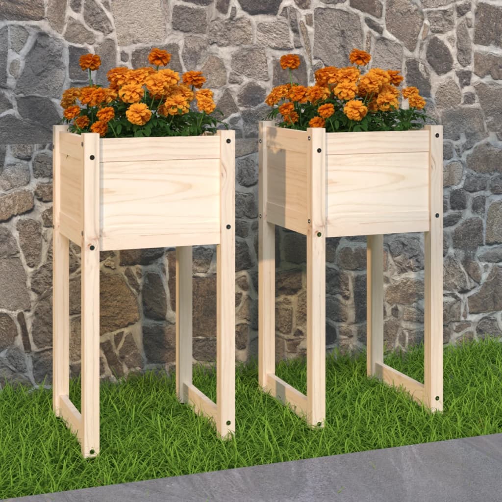 vidaXL Donice, 2 szt., 40x40x81 cm, lite drewno sosnowe