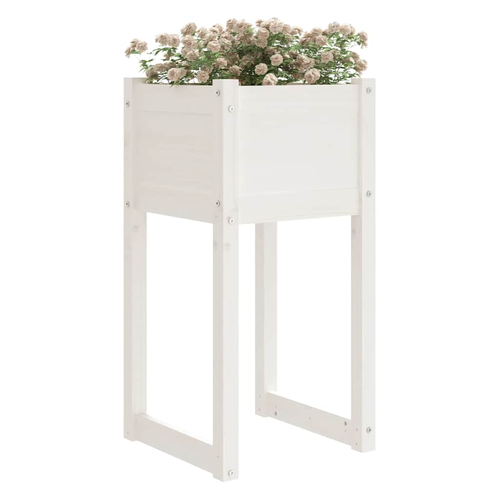 vidaXL Donice, 2 szt., białe, 40x40x81 cm, lite drewno sosnowe