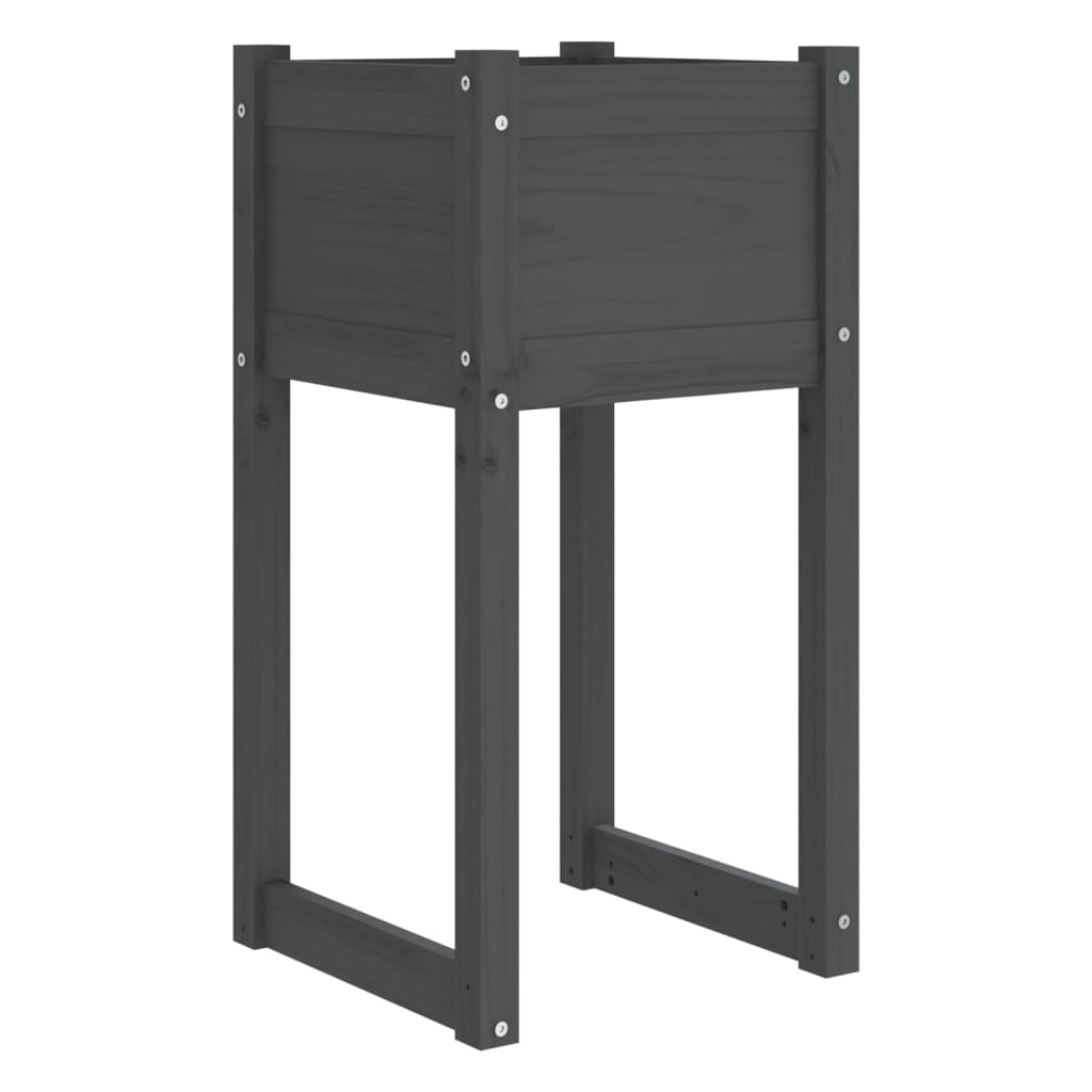 vidaXL Donica, szara, 40x40x81 cm, lite drewno sosnowe