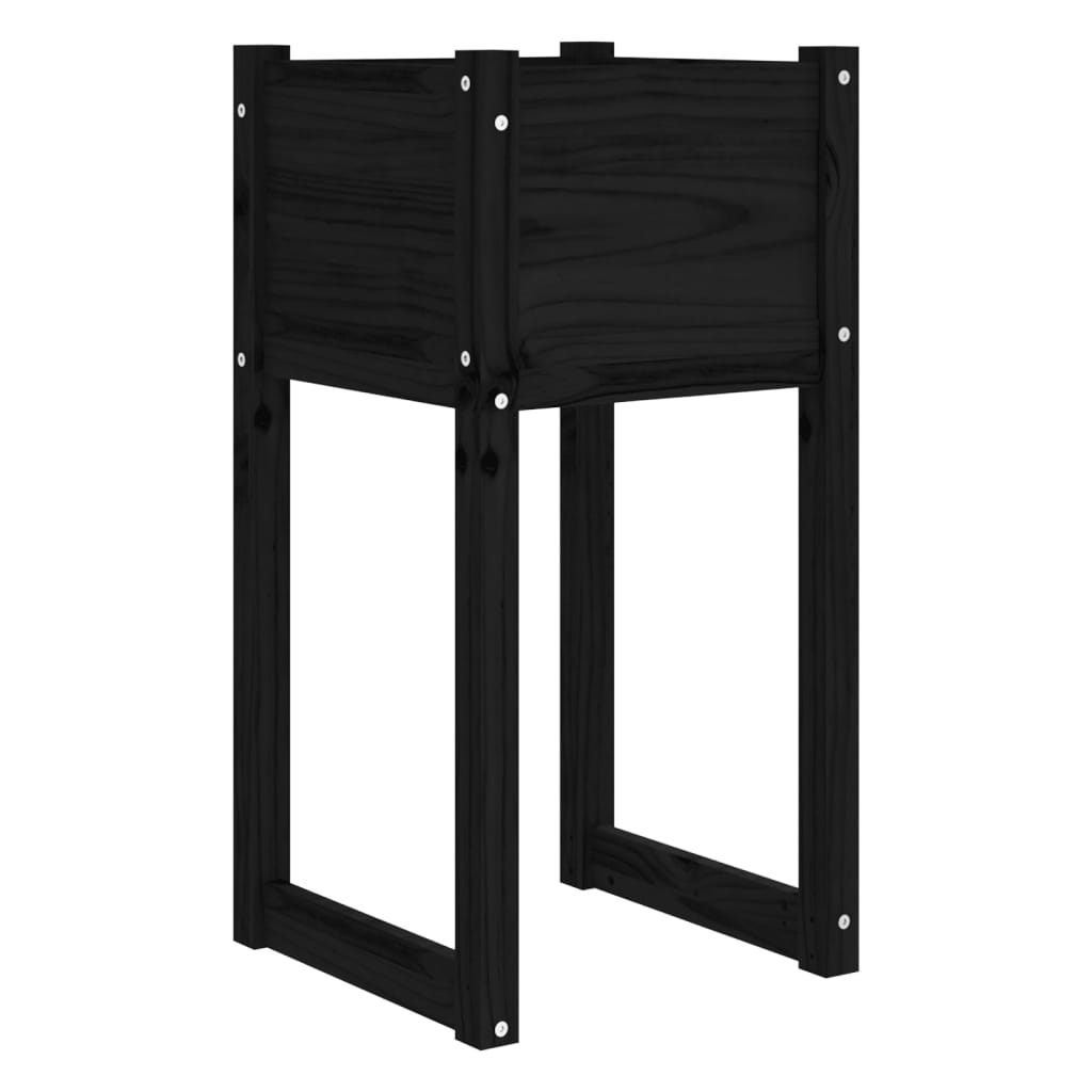 vidaXL Donice, 2 szt., czarny, 40x40x81 cm, lite drewno sosnowe