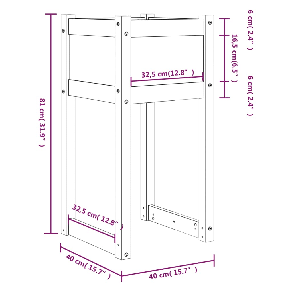 vidaXL Donice, 2 szt., czarny, 40x40x81 cm, lite drewno sosnowe