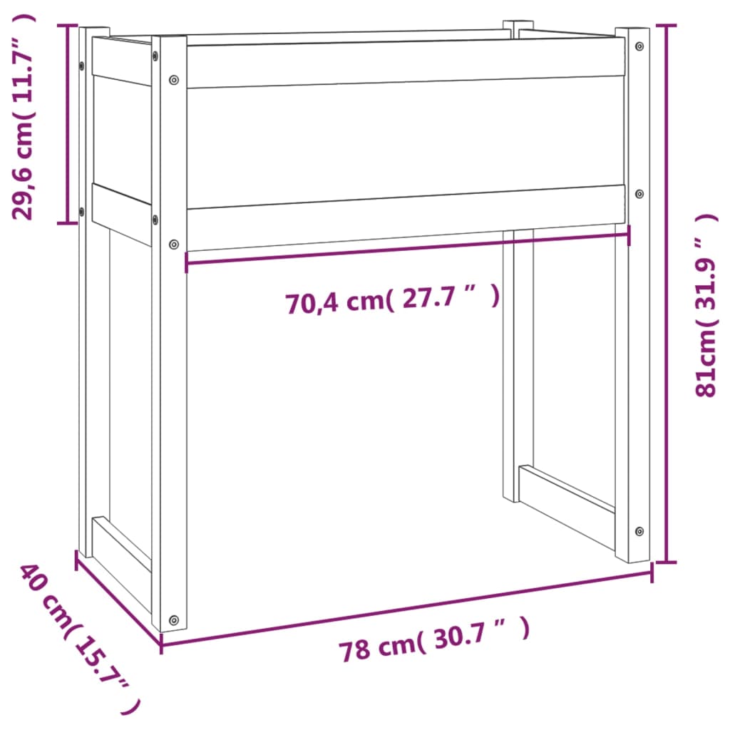 vidaXL Donica, 78x40x81 cm, lite drewno sosnowe
