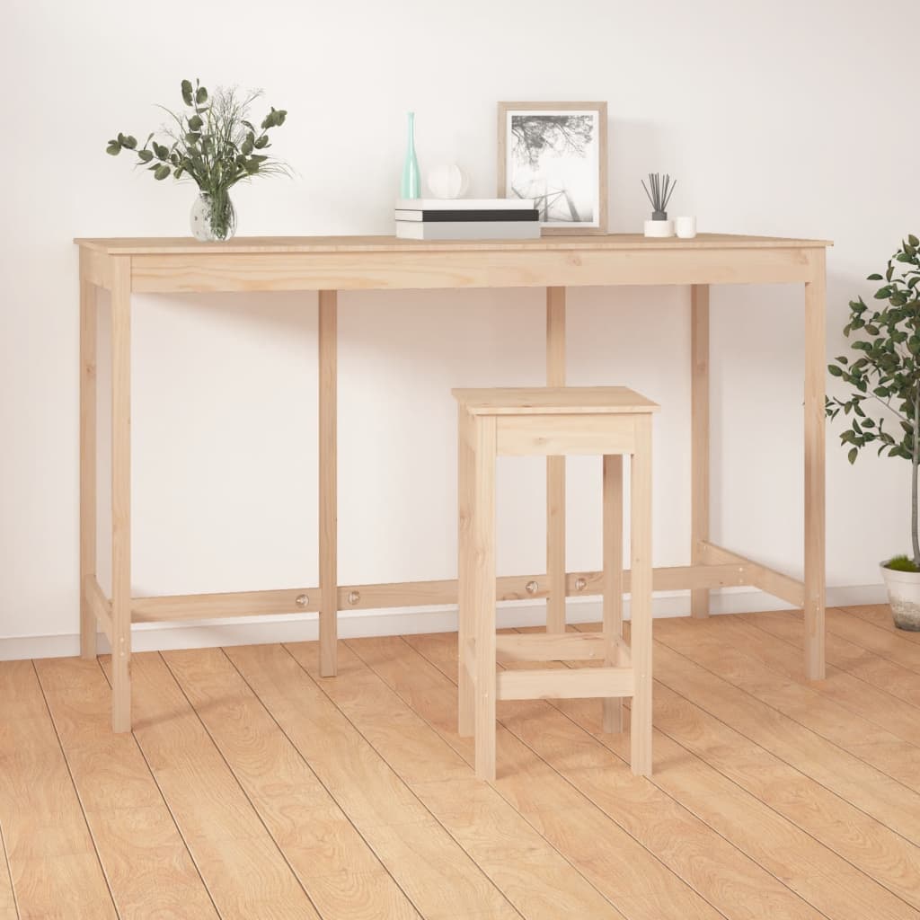vidaXL Stolik barowy, 180x80x110 cm, lite drewno sosnowe