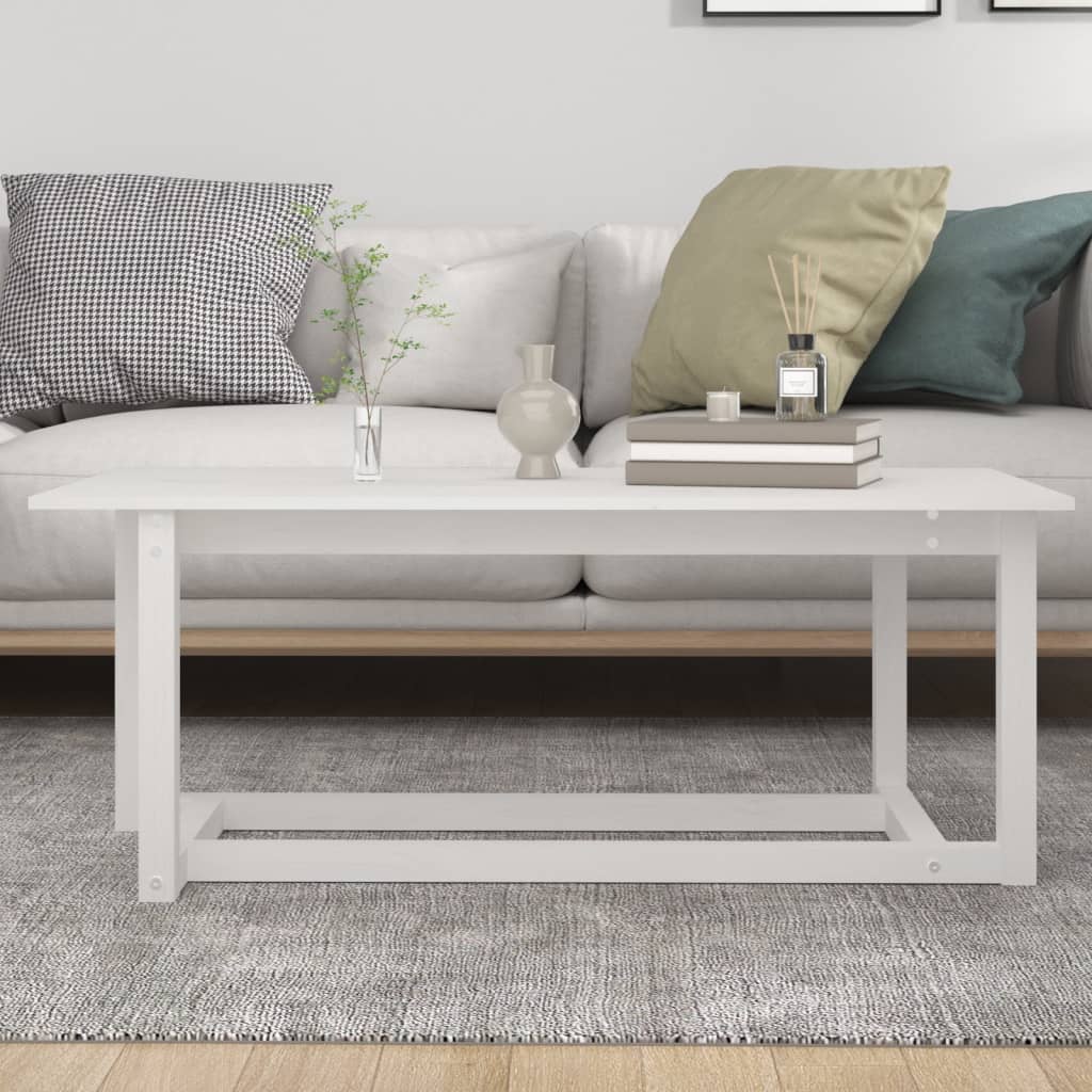 vidaXL Stolik kawowy, biały, 110x55x45 cm, lite drewno sosnowe