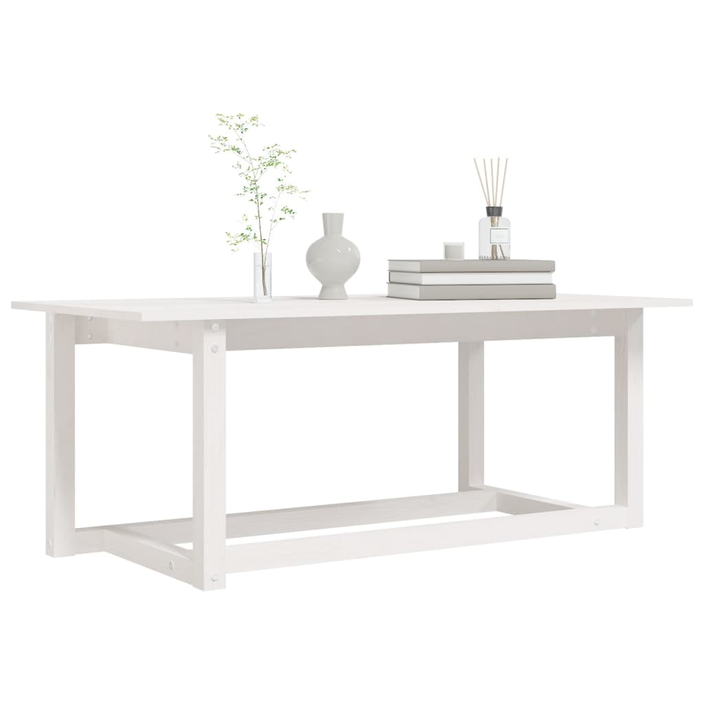 vidaXL Stolik kawowy, biały, 110x55x45 cm, lite drewno sosnowe