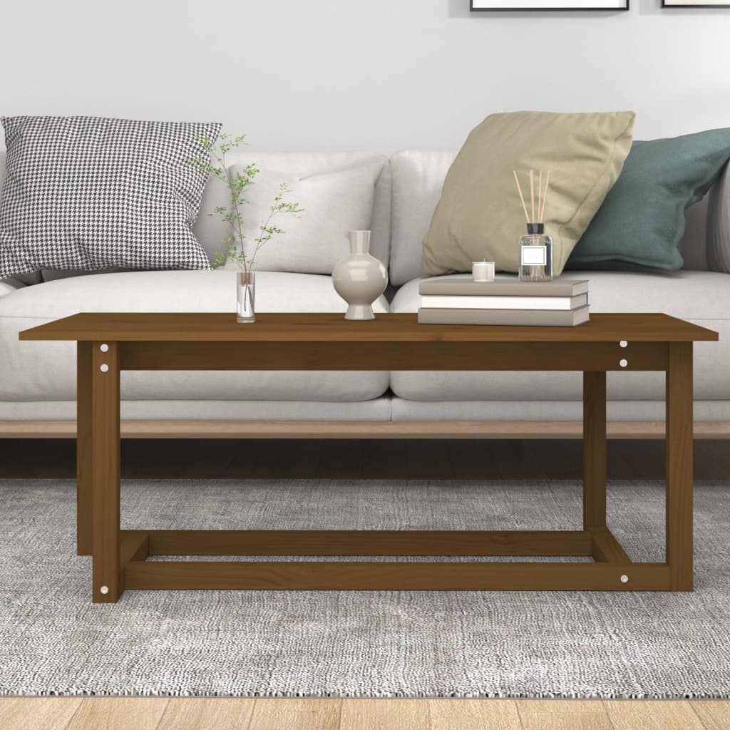 vidaXL Stolik kawowy, miodowy brąz, 110x55x45 cm, lite drewno sosnowe