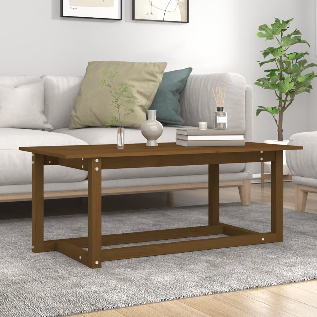 vidaXL Stolik kawowy, miodowy brąz, 110x55x45 cm, lite drewno sosnowe