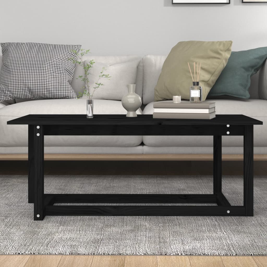 vidaXL Stolik kawowy, czarny, 110x55x45 cm, lite drewno sosnowe