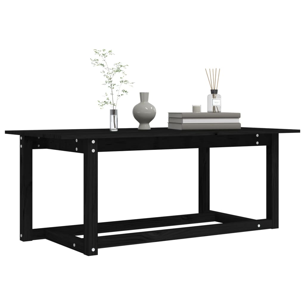 vidaXL Stolik kawowy, czarny, 110x55x45 cm, lite drewno sosnowe